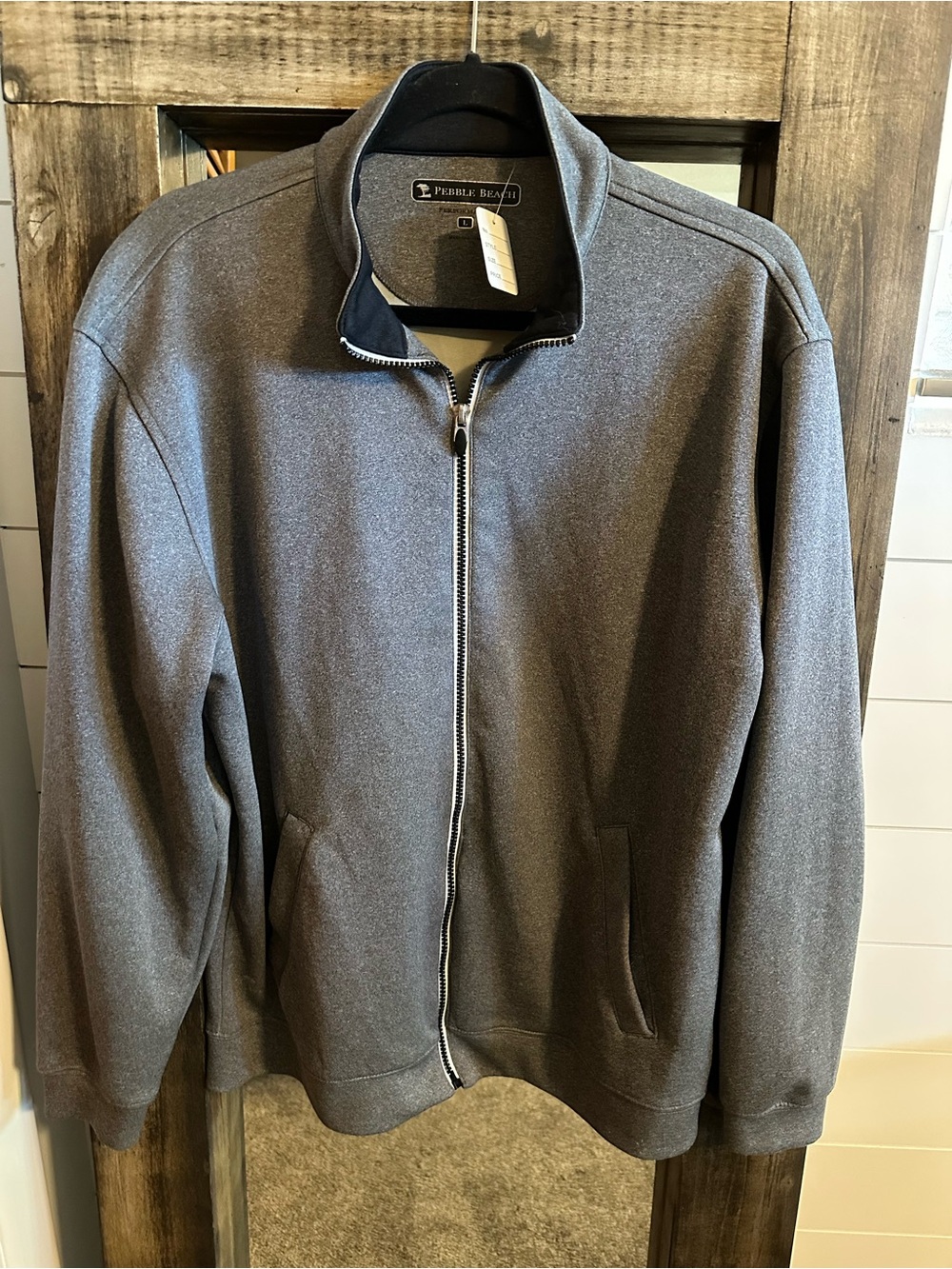 Pebble Beach Performance Jacket Mens Large Gray Full Zip Golf Athletic Stretch